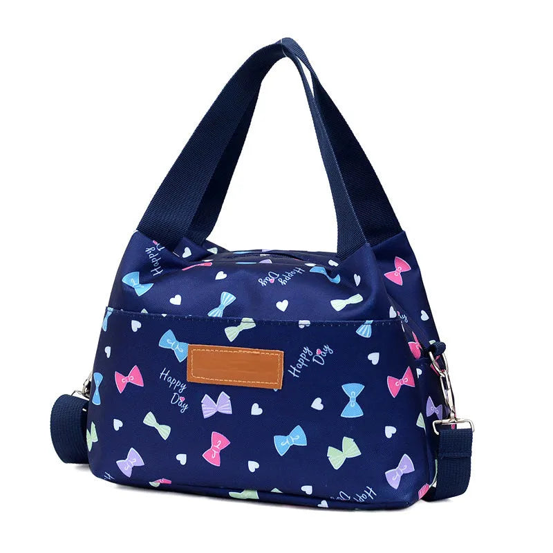 Women's nylon shoulder bag large capacity square vertical with sandwich zipper pocket, black colour option