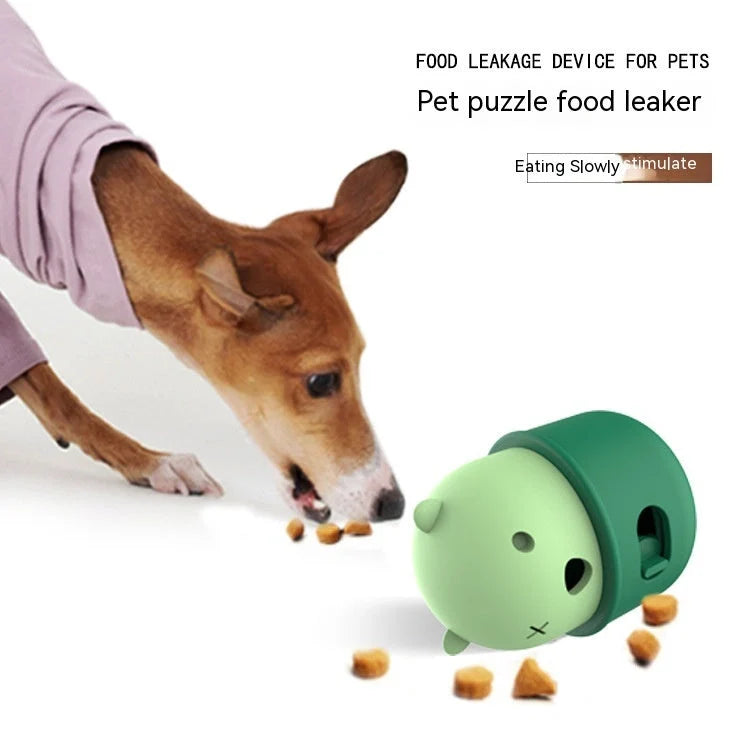 Adjustable leakage food feeder toy for dogs and cats in natural rubber