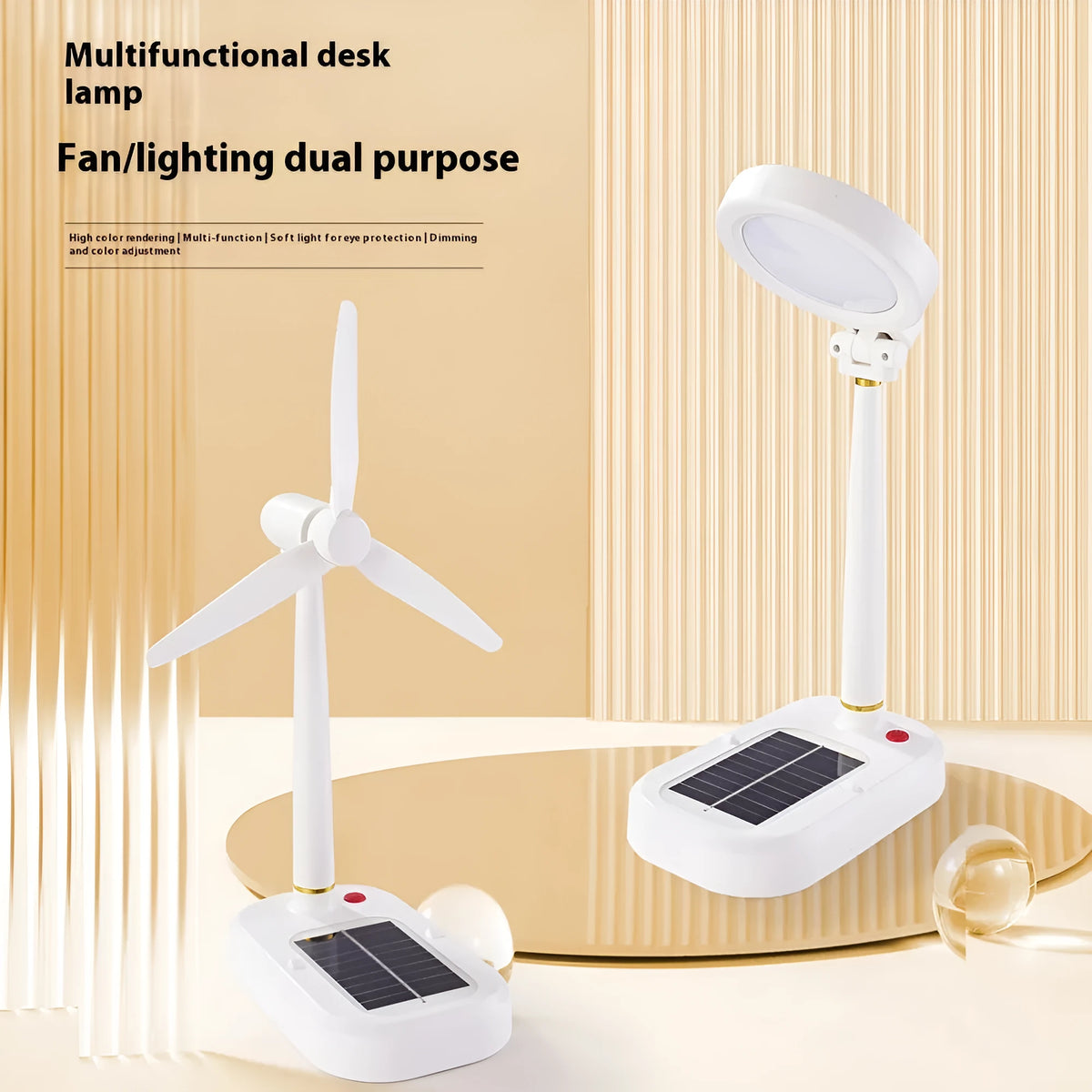 Study Fan Solar Table Fan with LED Study Lamp | Portable Desk Fan with USB ...