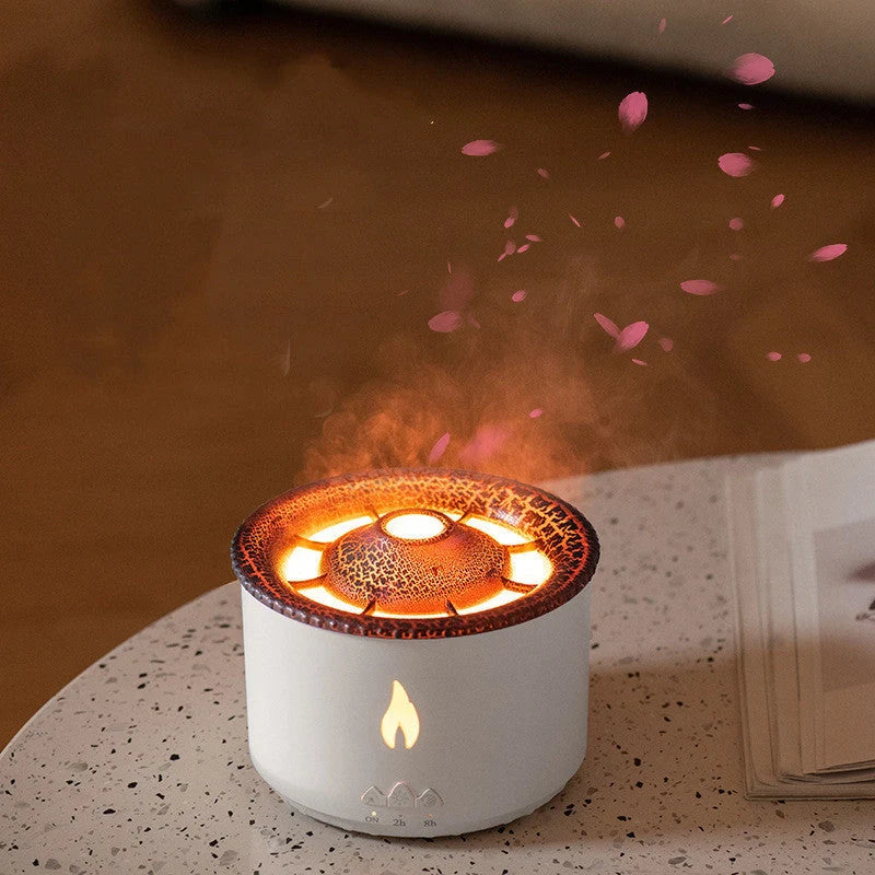 Two-colour Spray Ring Volcano Humidifier in flame monochrome white with aromatherapy function