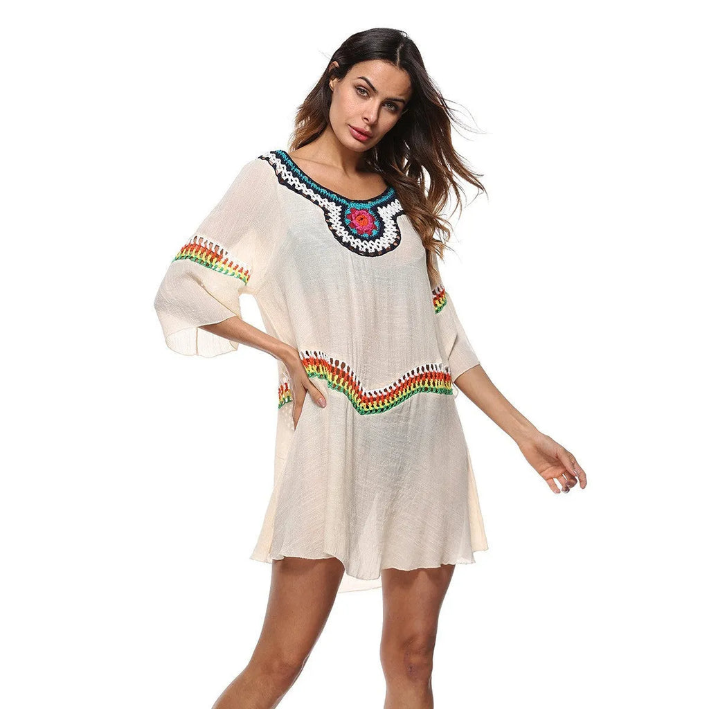 Crocheted ethnic style sun protection clothing in free size with four colour options