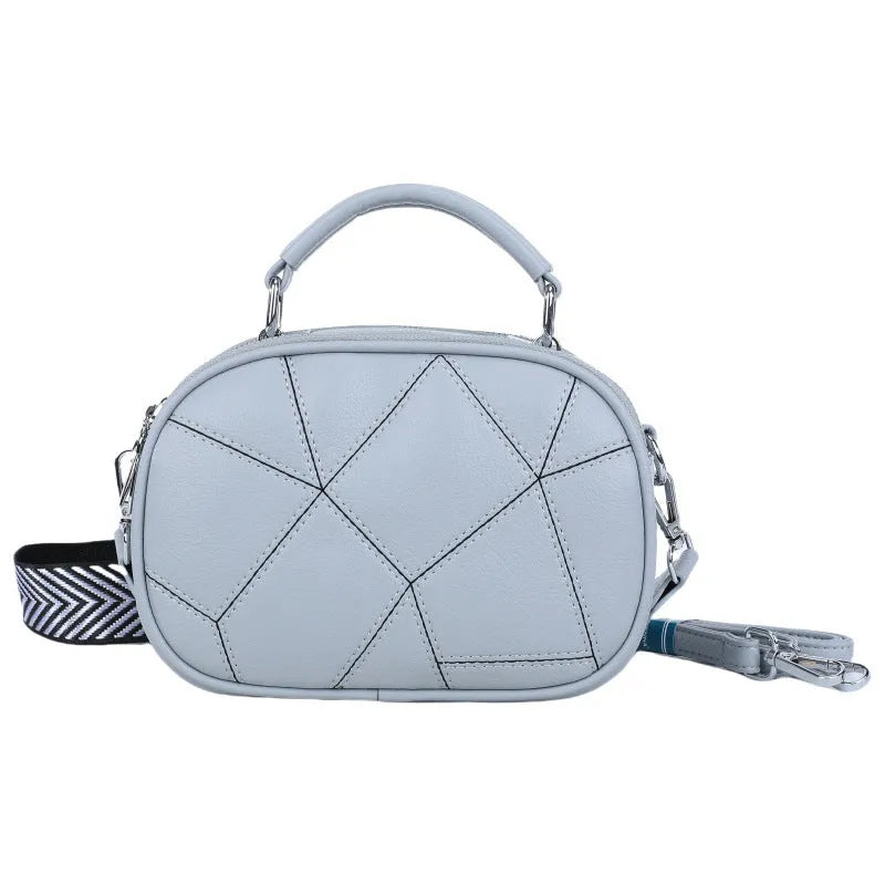 Women's PU patchwork small bag with round 20x15 cm shape in five colour options