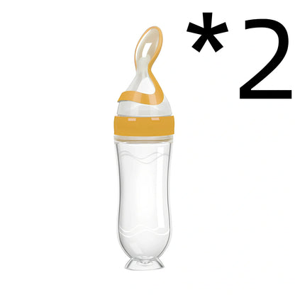 Blue baby spoon bottle feeder, 120ml capacity, food-grade silicone and PP, for 3 months semi-liquid feeding