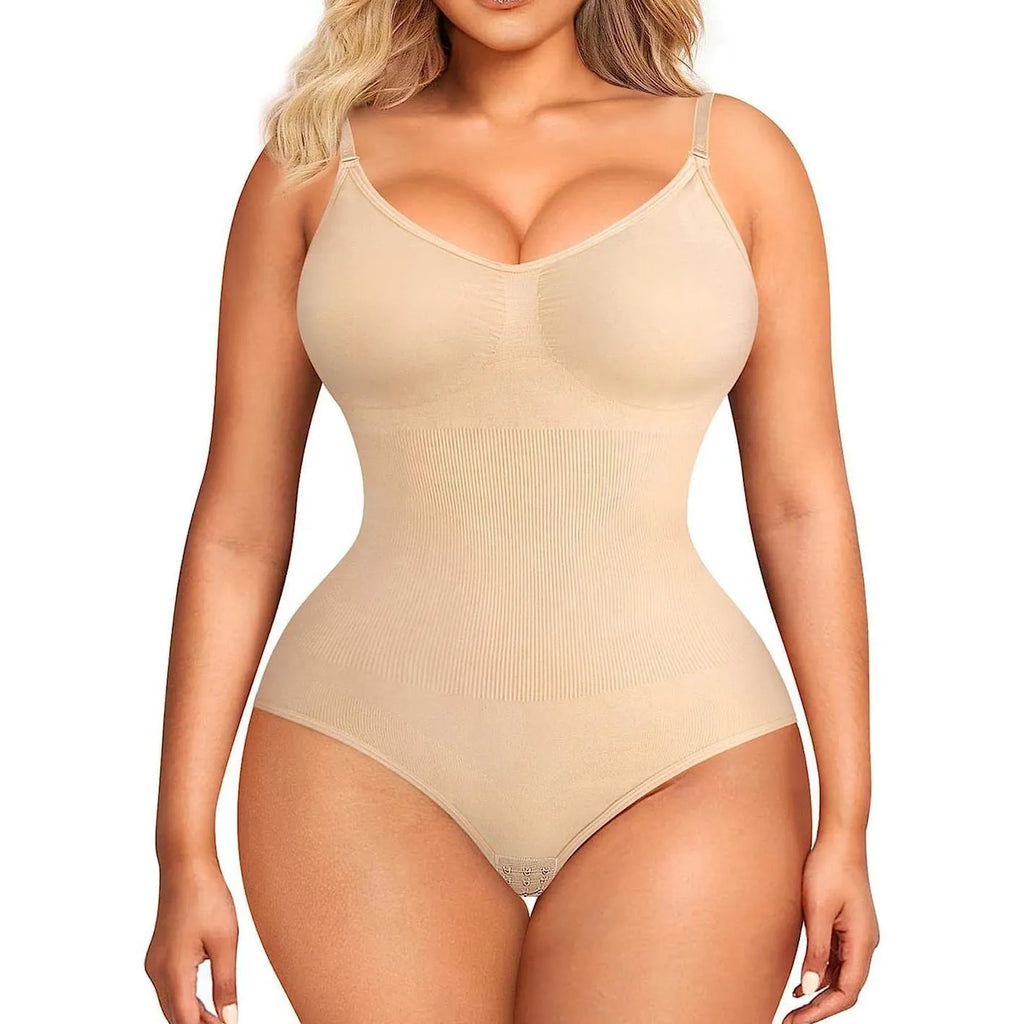 Plus size seamless nylon body shaping jumpsuit with adjustable hip lifting and abdominal support in multiple colours