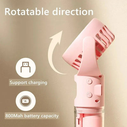 Portable Handheld Misting Fan with 4 Wind Speed Settings, USB Rechargeable, Compact and Lightweight Design for Cooling on the Go