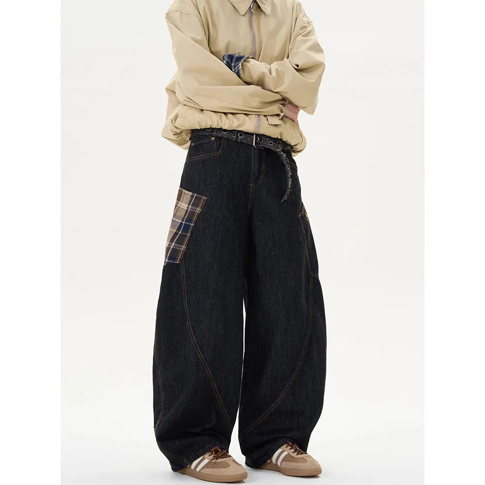 Women's loose fit cotton trousers in straight leg design with plaid pattern, shown in coffee and red colour options