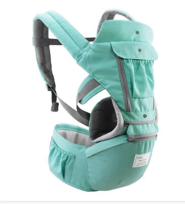 Multi-functional baby waist stool in various colours, designed for infants aged 3-36 months with a 20kg load capacity.