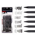 Set of six wood-free graphite art pencils with different grade markings: HB, 2B, 4B, 6B, 8B, and EE.