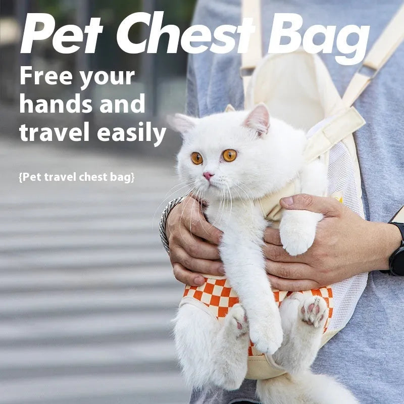 Soft non-woven polyester canvas pet backpack for cats in VC orange colour