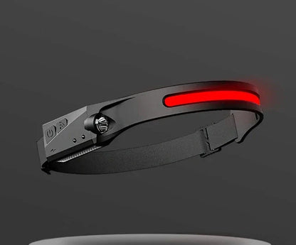 COB LED Induction Riding Headlamp Flashlight with USB rechargeable and waterproof features for outdoor activities