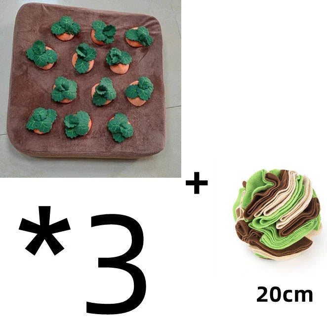 Durable carrot plush toy for dogs with non-slip snuffle mat design