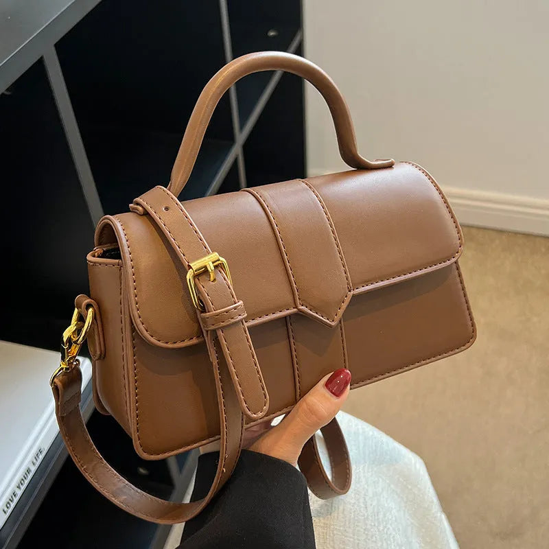 Women's horizontal square PU messenger bag with file pocket compartment in multiple colour options