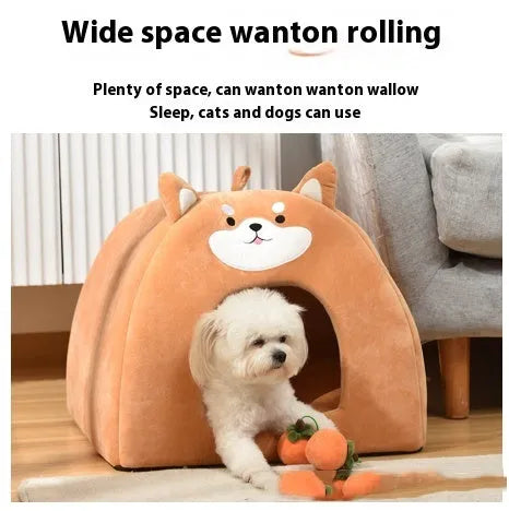 Warm machine washable cloth cat bed for autumn and winter available in three sizes