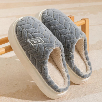 Cozy Non-Slip Plush House Slippers for Men and Women in a variety of fashionable colors with thick, non-slip soles and soft, plush lining for maximum comfort and traction.
