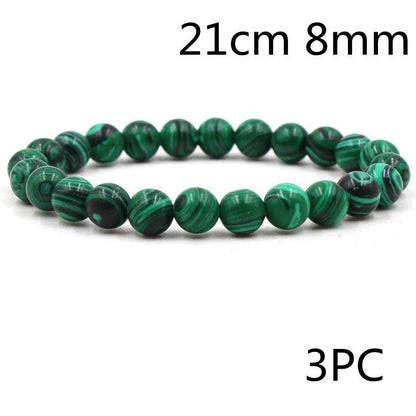 Classic black matte green malachite bracelets with unique textures, suitable for women and men.