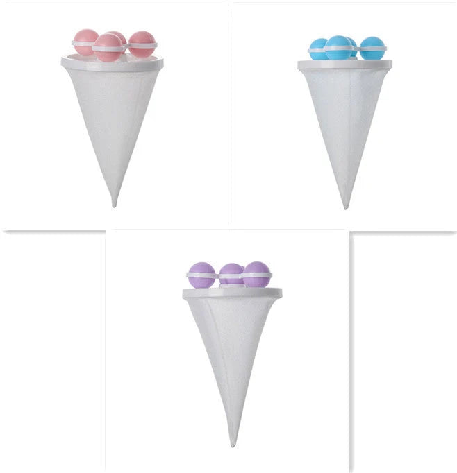 Ultra-fine mesh washing machine lint catcher in purple, blue, and pink for effective hair and lint removal