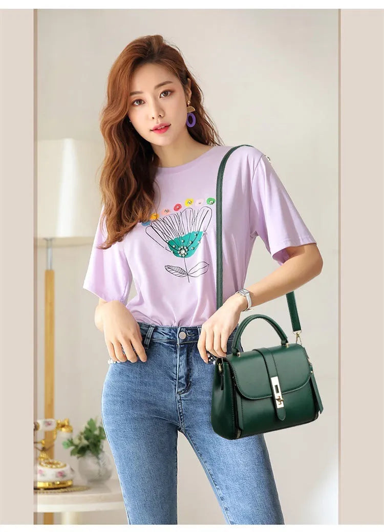 Soft PU leather women's messenger bag in square vertical design with single shoulder strap