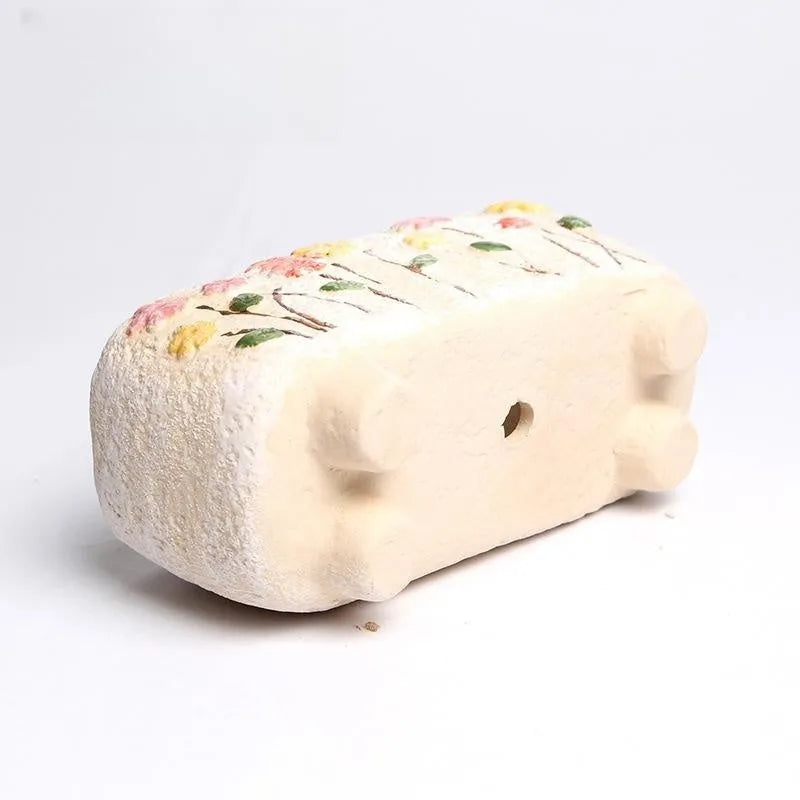 Hand-painted rectangular ceramic flower pot for succulents measuring 13.7x6.2x6.5cm