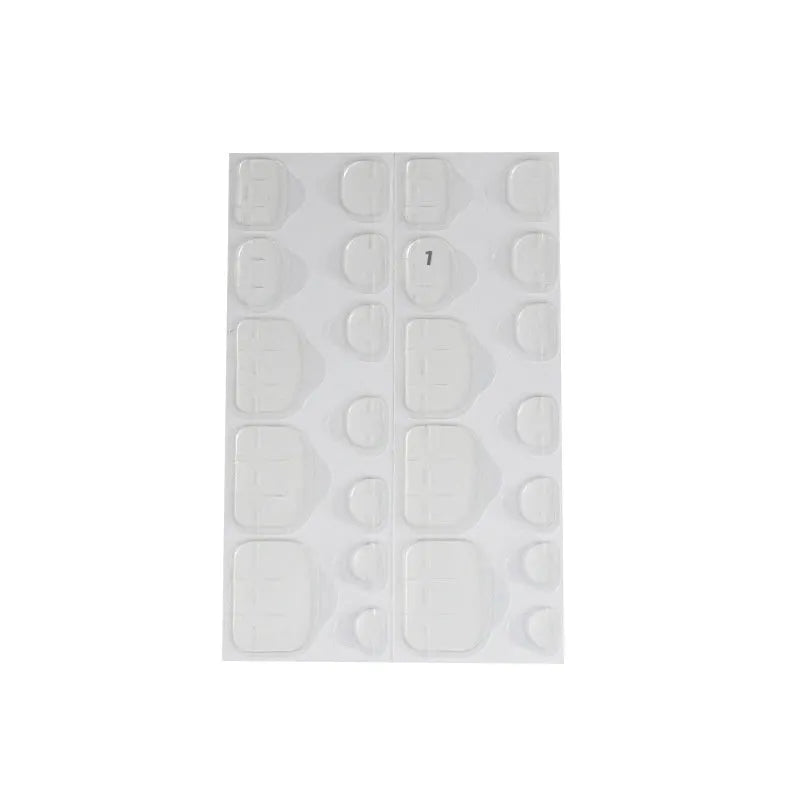 Fake toe nail transparent jelly glue in white colour with shell pattern, ultra-thin and waterproof, pack of 10 pieces