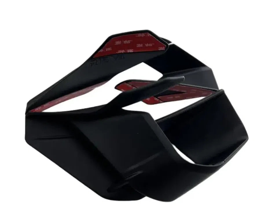 Motorcycle bodywork small wing side wing spoiler in bright black finish on a fairing