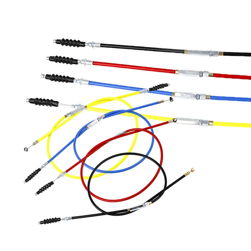 Apollo ATV scramble motorcycle clutch and accelerator replacement cable, 0.98 metres long in various colours.