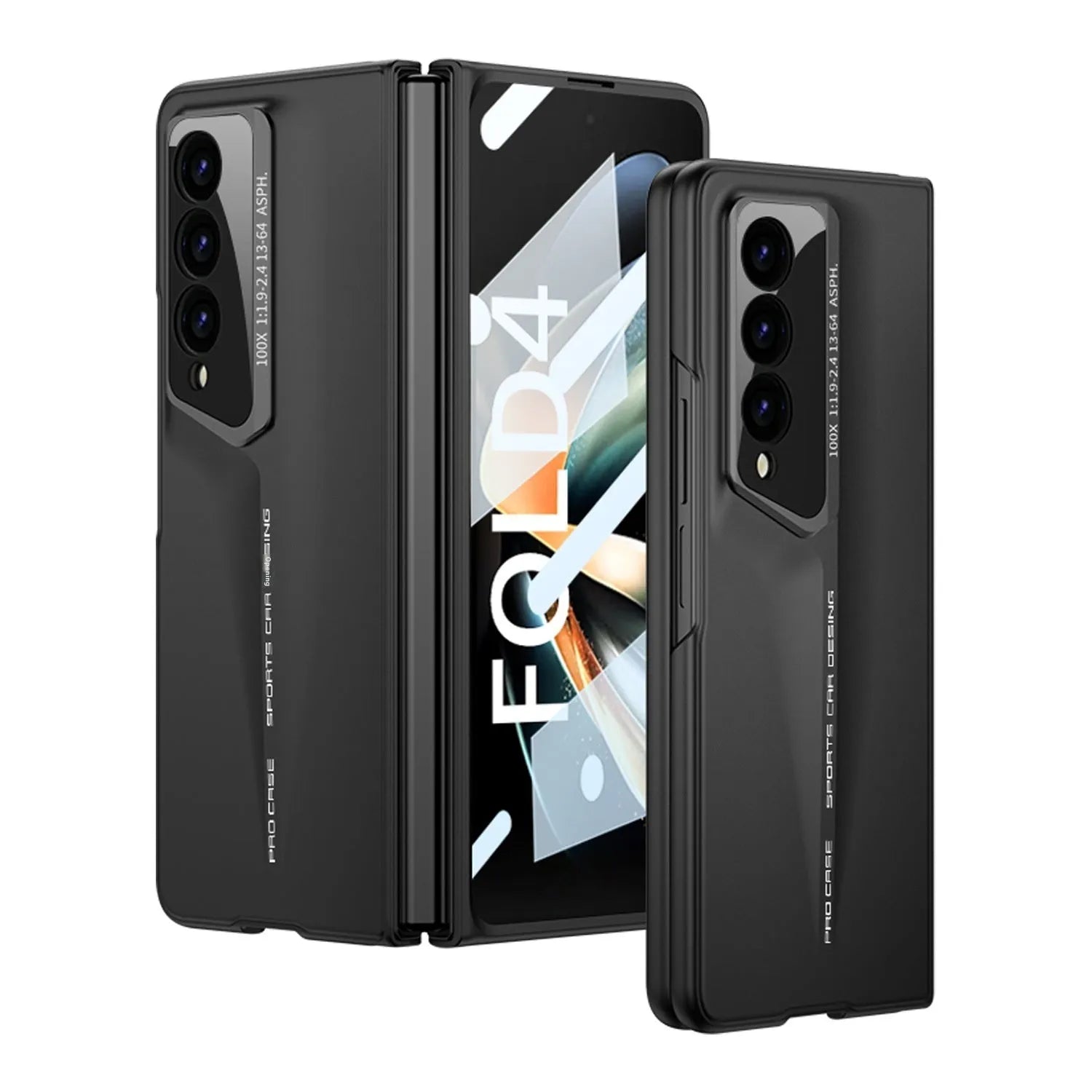 Folding blade phone case for Samsung Z Fold 4, hard PC, frosted finish, Cool Black colour, creative design