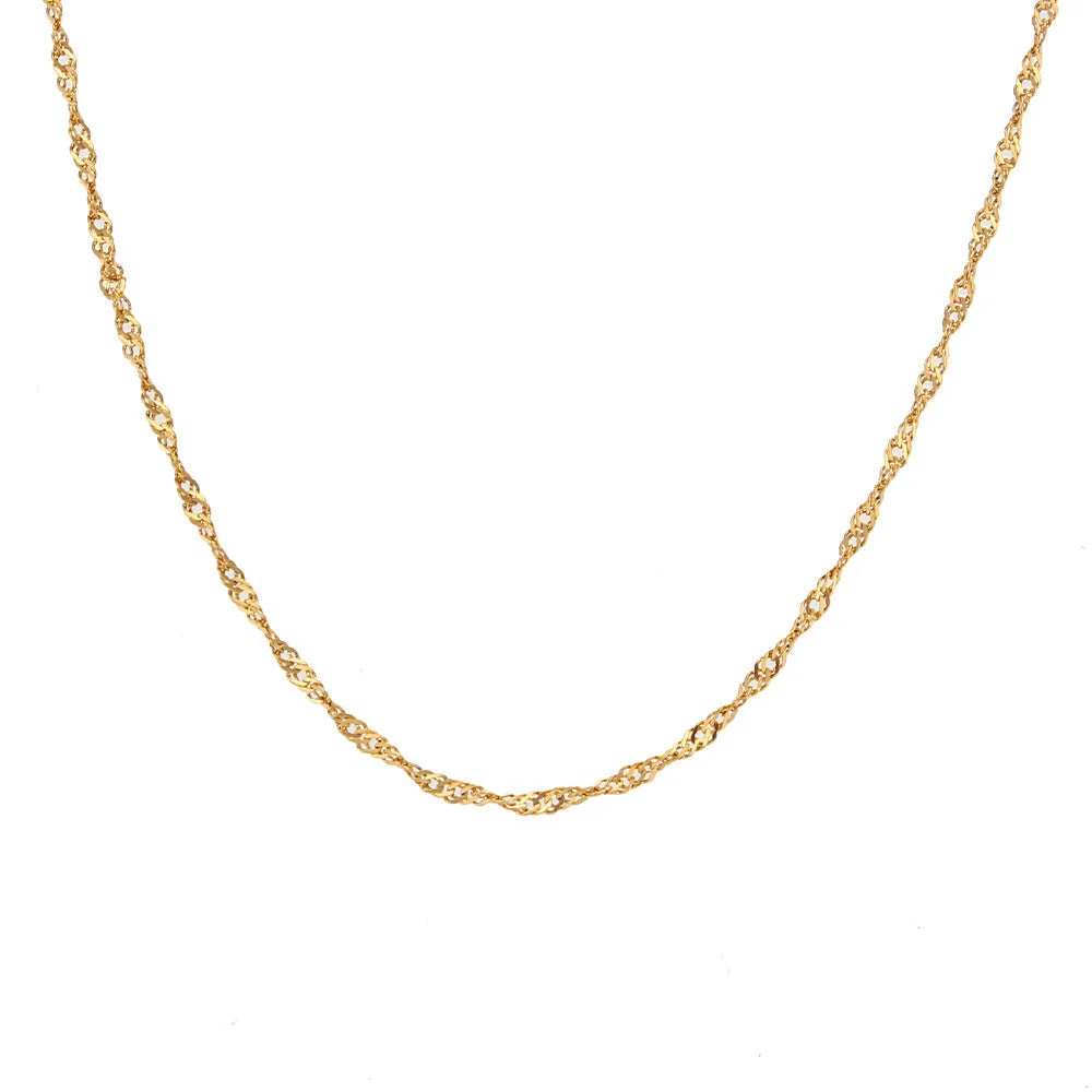 Stainless steel plated 18K gold water wave chain bracelet and necklace set