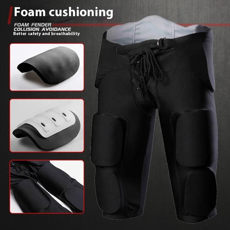 Anti-collision rugby pants men's hockey protective training pant Lycra fabric adult black