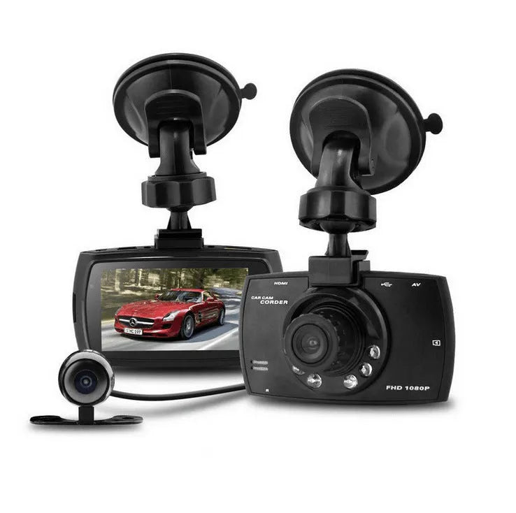 G30 HD Car DVR dual camera system with front and rear recording capabilities