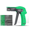 6-inch cable tie gun in green and black with 3-speed tension adjustable mechanism for plastic ties up to 4.8mm