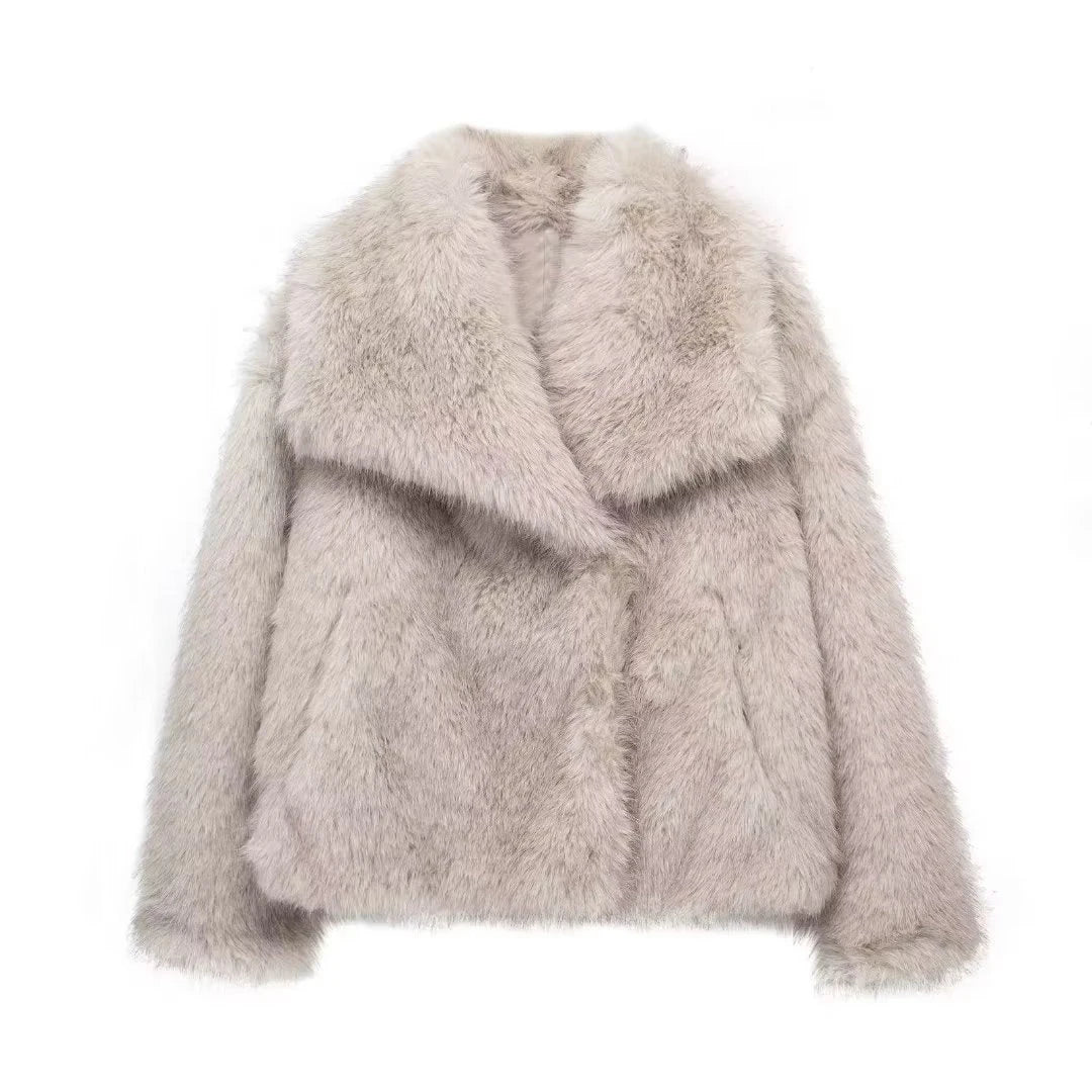 Cozy plush winter coat for women, available in a range of stylish colors