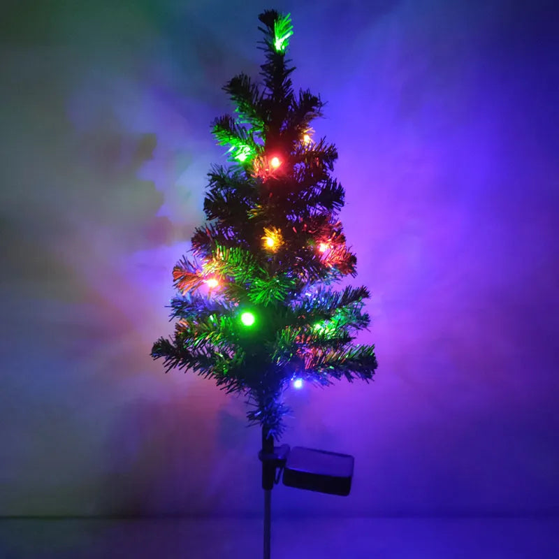 Solar Christmas tree lamp in garden, IP65 waterproof ABS plastic decoration with festive glow