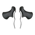 Pair of aluminium alloy road bicycle brake handles in black and black-silver colours for 22.2mm and 23.8mm handlebars.