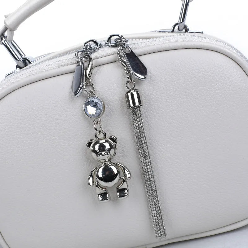 Women's stitching small square bag in oval suitcase shape with mobile phone compartment