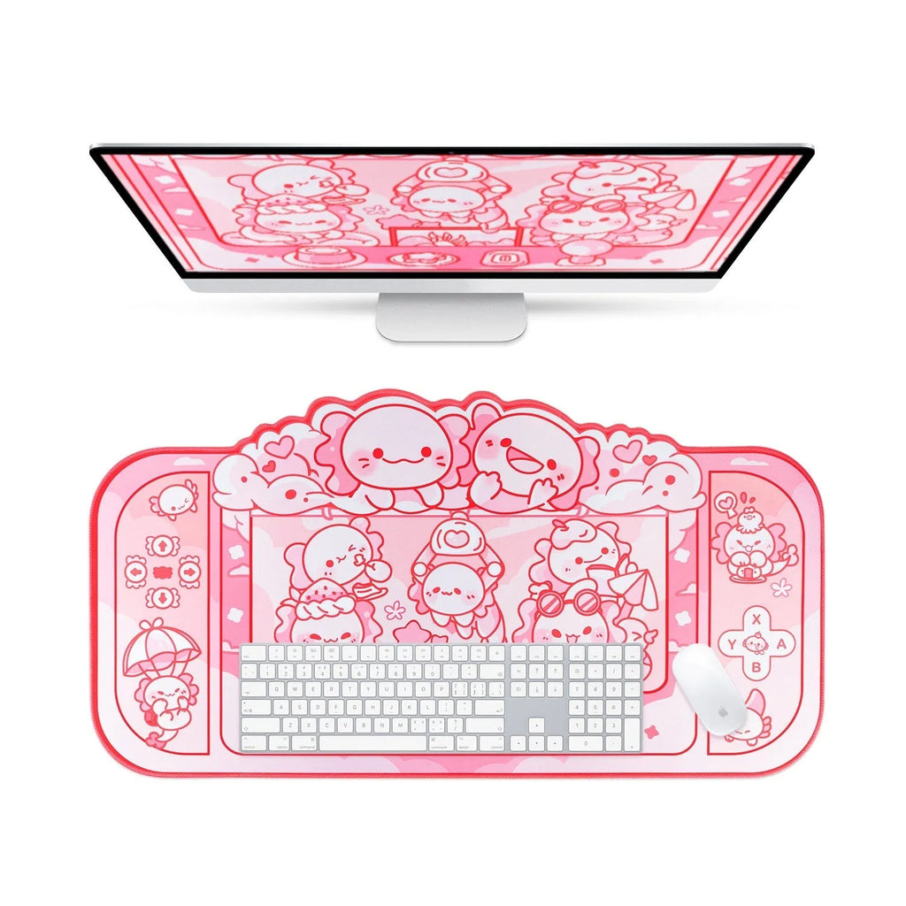 Hexagonal dragon crane machine large mouse pad 75x40cm with cartoon anime design and wrist support