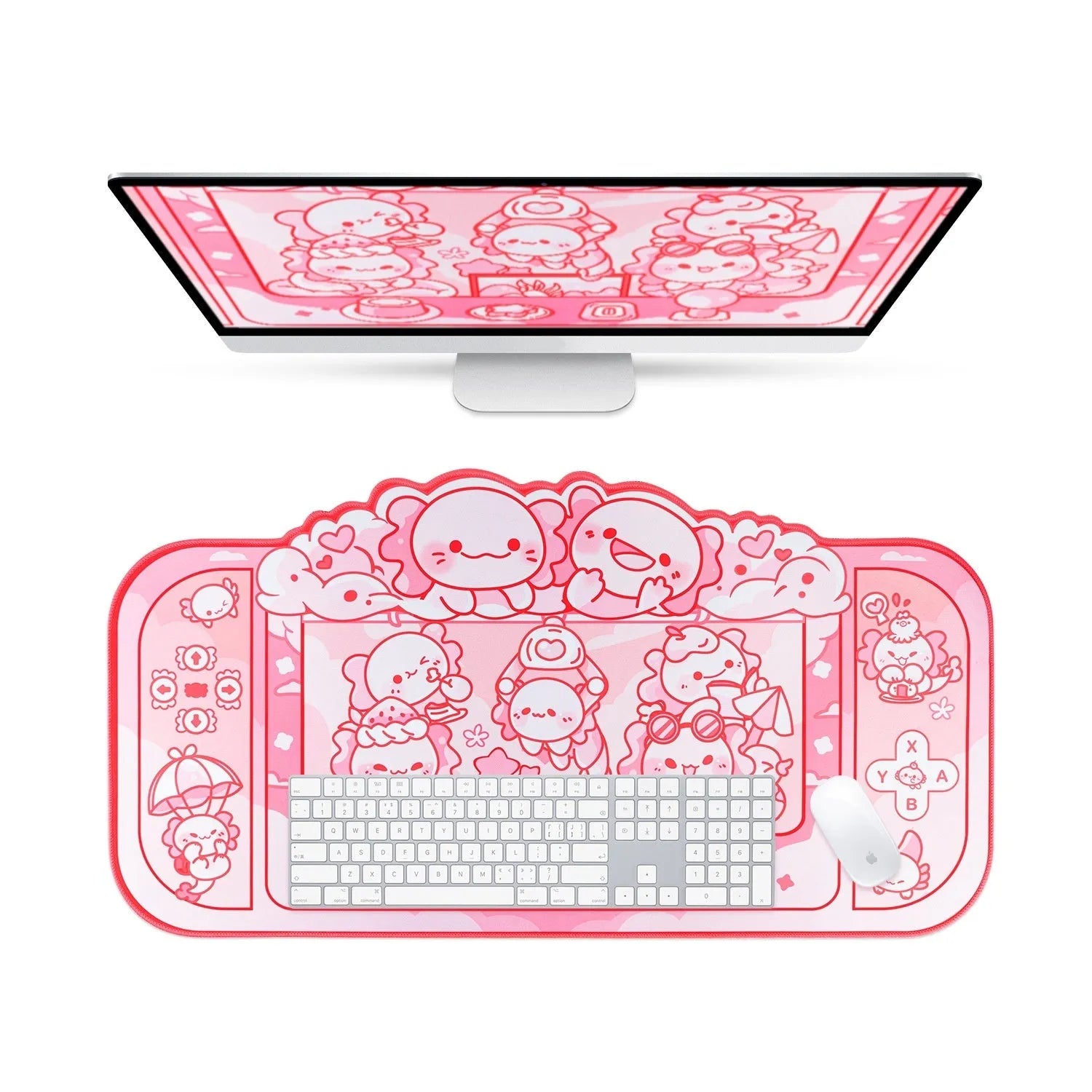 Hexagonal dragon crane machine large mouse pad 75x40cm with cartoon anime design and wrist support