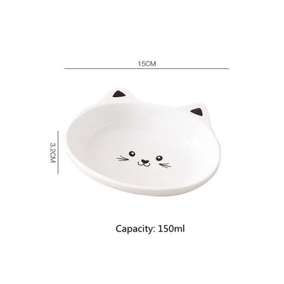 Ceramic small cat face shape pet food bowl, durable and easy to clean