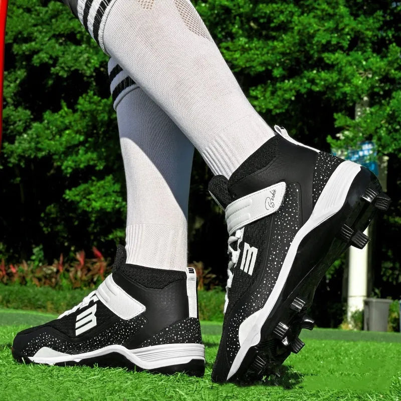 Black and white velcro training sneakers with wear-resistant rubber outsole and superfine mesh upper