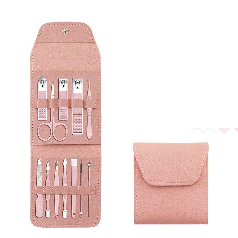 Premium 16-Piece Manicure and Pedicure Tool Set in Portable PU Leather Case