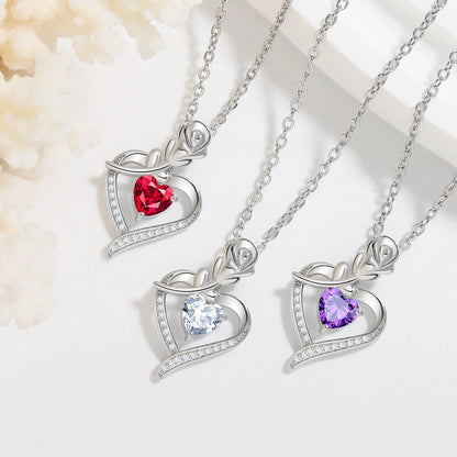 Rose heart-shaped necklace with sparkling rhinestones, a perfect Valentine's Day gift