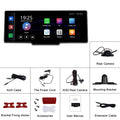 10.26-inch car DVR dash camera system with display, rear view camera, and mounting bracket