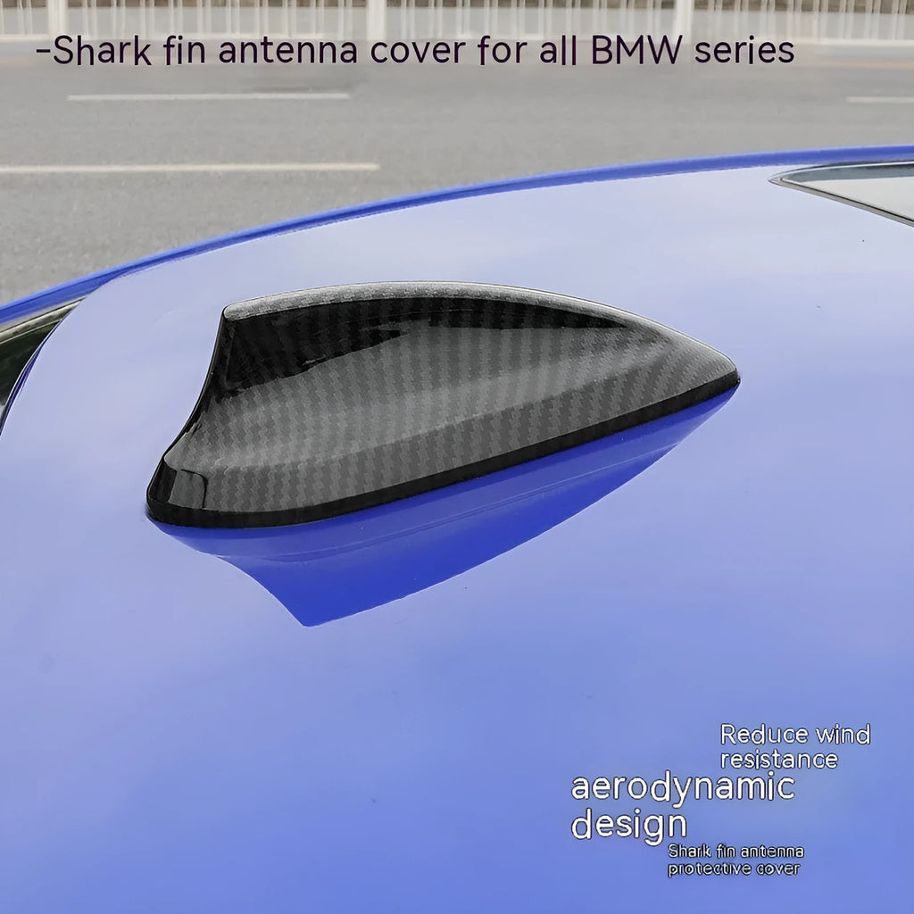 BMW shark fin antenna cover in carbon fibre and piano black finishes