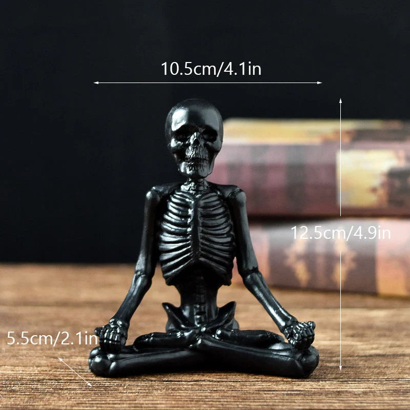 Halloween horror desktop decoration resin ornaments featuring detailed yoga skull skeletons