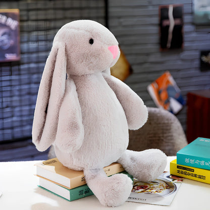 28-30cm grey rabbit plush toy with short plush and PP cotton filling, compact for ages 7-14