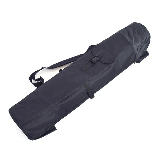 Black cylindrical fishing bag showing 116cm length and 23.5cm diameter with fishing rod storage