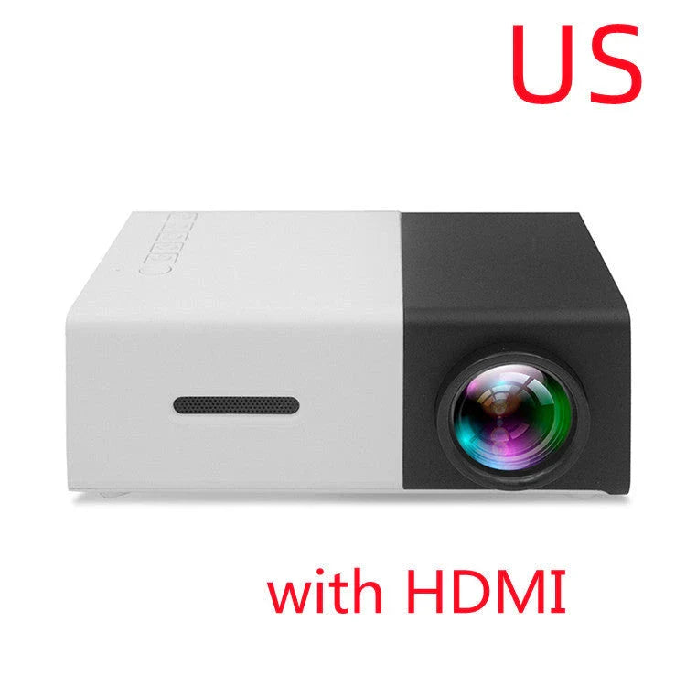 Portable home cinema mini projector with 3D HD LED display, HDMI, USB, and 1080P resolution