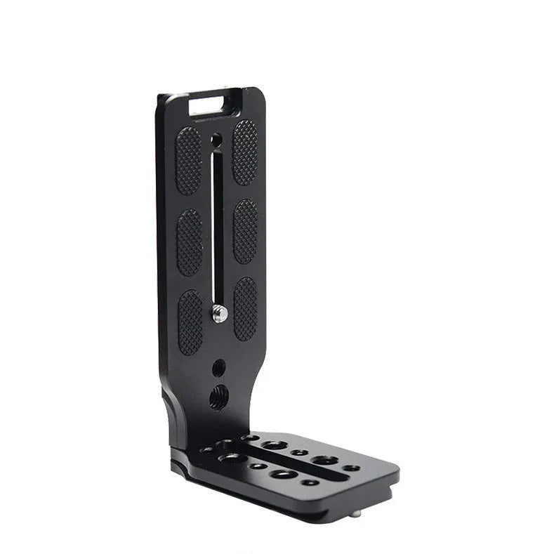 Universal L-Type fast mounting plate for Nikon DSLR cameras in black aluminium alloy