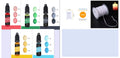 Set of 30 small bottles containing concentrated candle and soap dye pigments in various colours