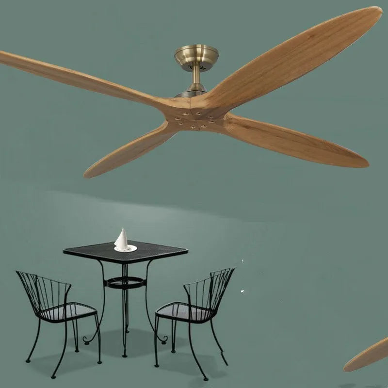 60 inch solid wood ceiling fan with DC motor and remote control in rustic style for living room