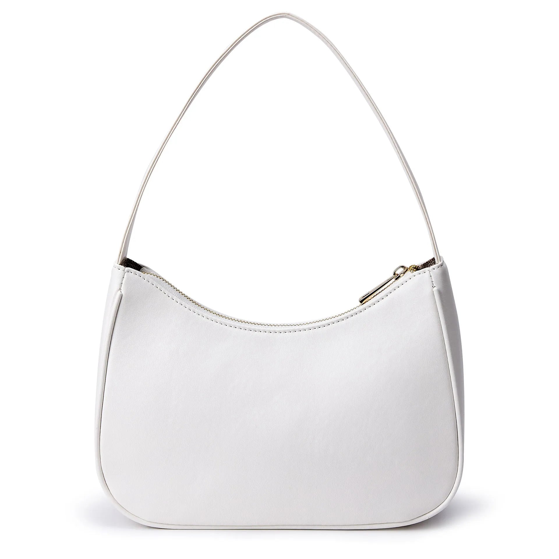 Simple retro waterproof PU shoulder bag shown in apricot colour with shoulder strap